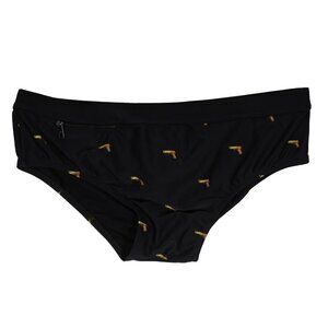 Neil Barrett Mens Gun Print Swim Shorts Briefs Size Large Black Gold Swimsuit